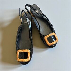STUART WEITZMAN Black Patent Leather Slingbacks Sandals Size 8